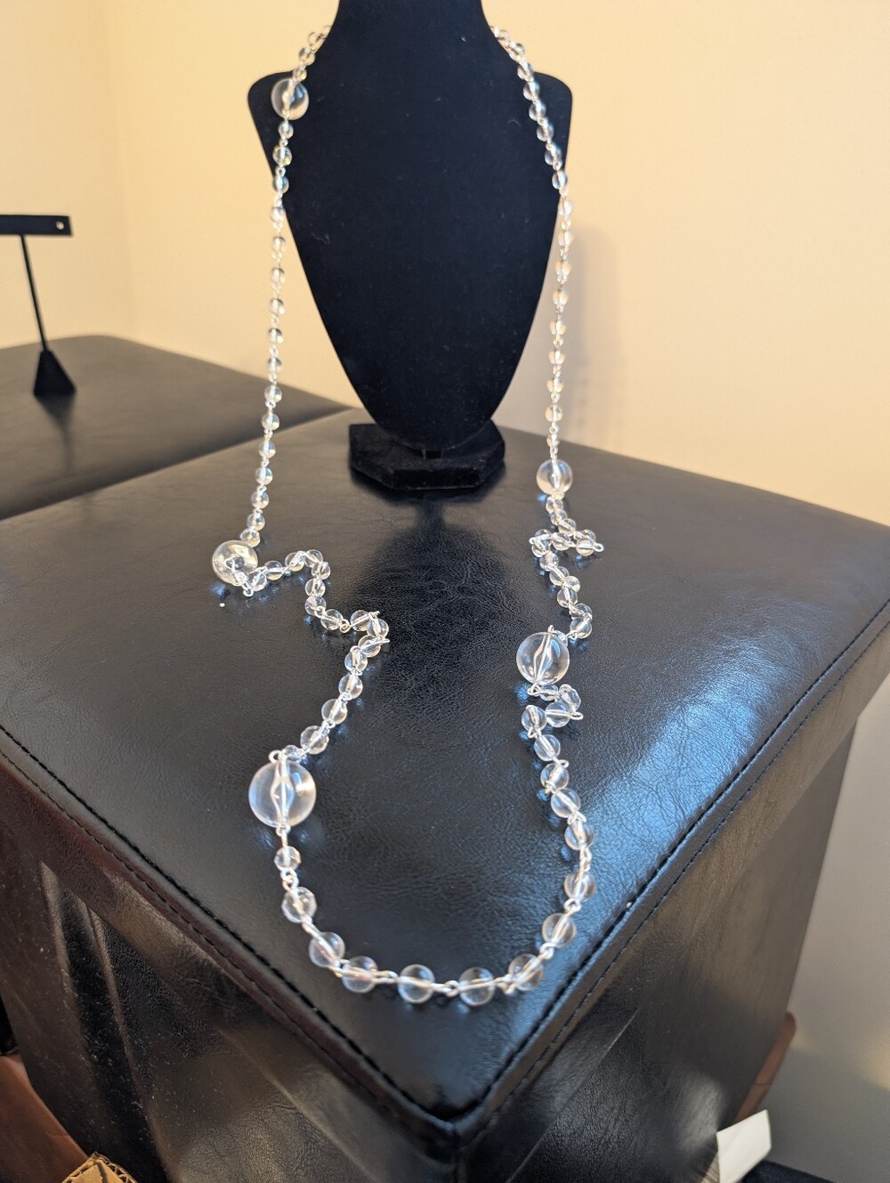 Sequins Clear Beaded Long Necklace - Women Jewelry